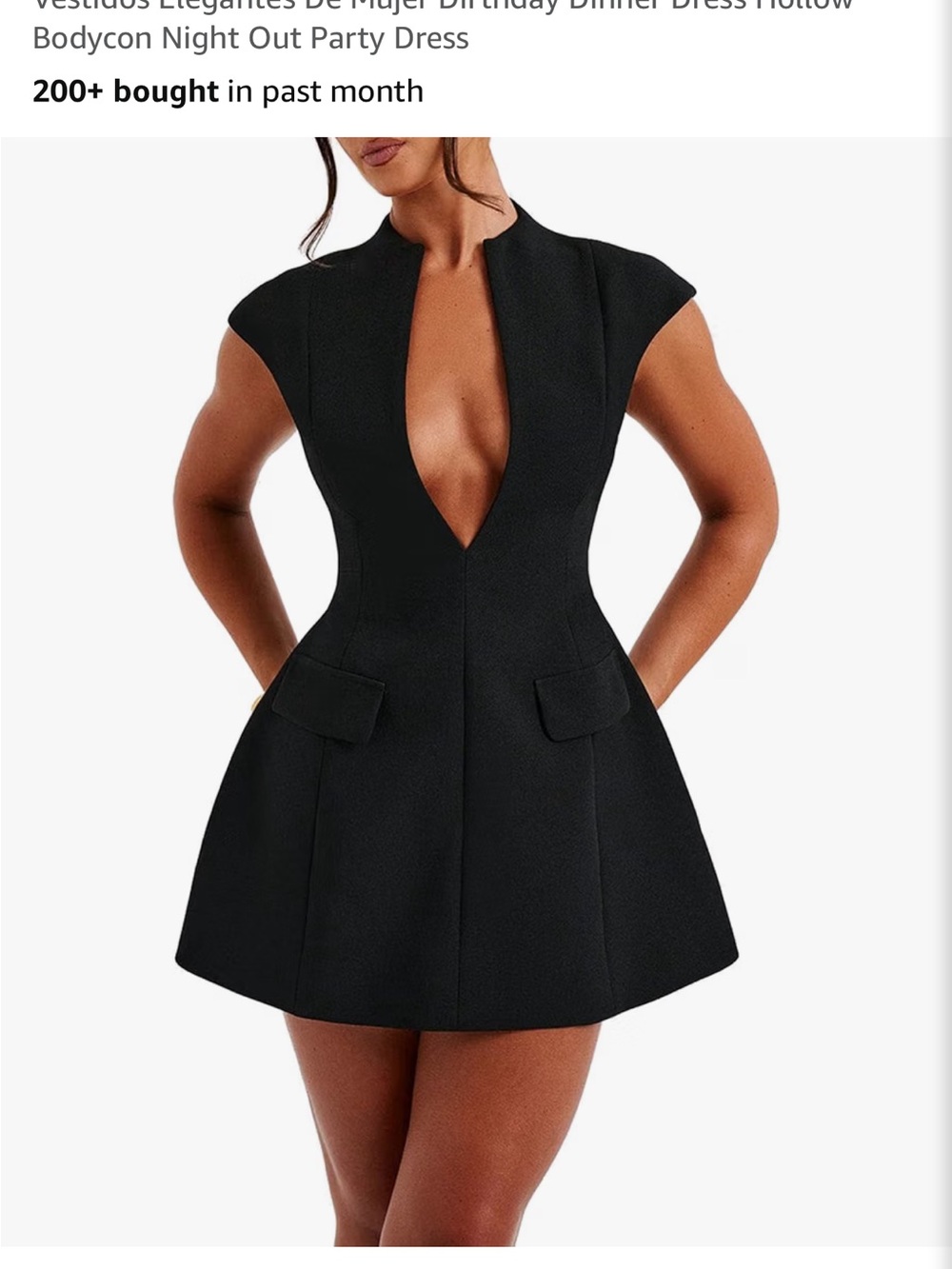 Women’s Deep V Short Black Dress size M